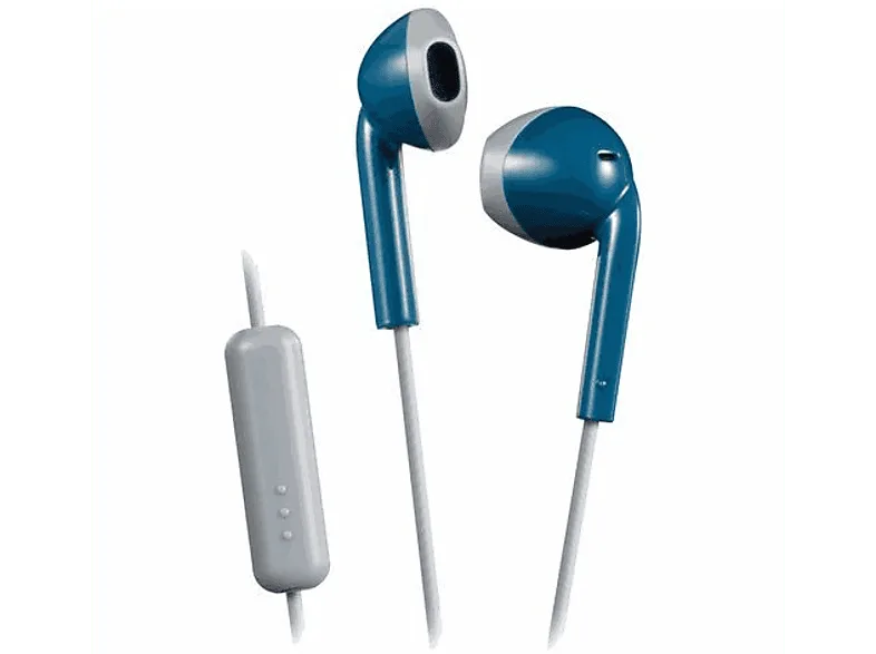 Auriculares de botón - JVC HA-F19M, De botón, Micrófono, Control volumen, Jack 3.5 mm, Azul