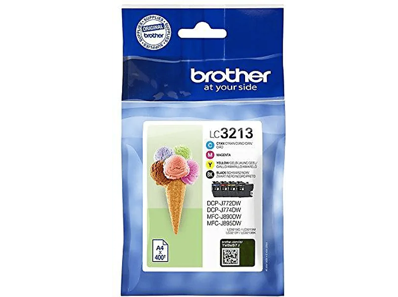 Cartucho de tinta - Brother LC-3213VAL, Pack Negro, Cian, Magenta y Amarillo, 400 Páginas