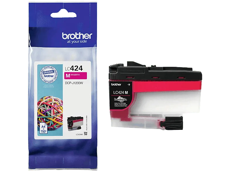 Cartucho de tinta - Brother LC424, ISO/IEC 24711, 750 páginas, Magenta