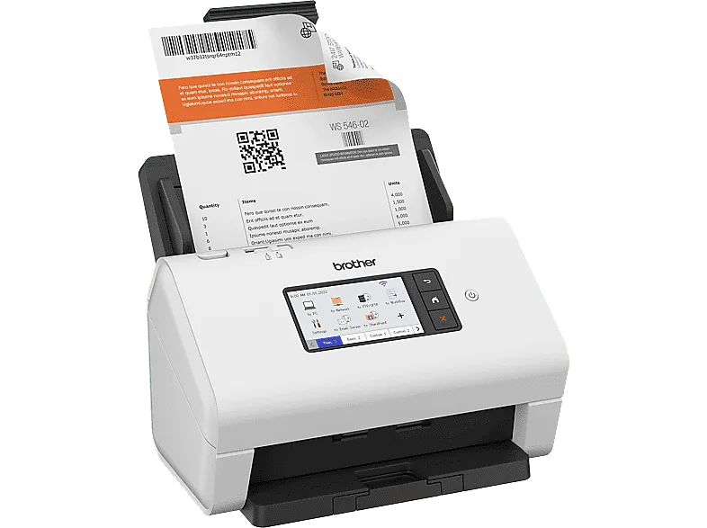Escáner - Brother ADS4900W, 600 x ppp, 60 ppm, Wi-Fi, Hasta 120 páginas, Táctil, Negro y blanco