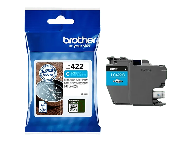 Cartucho de tinta - Brother LC-422C, 550 páginas, Cian