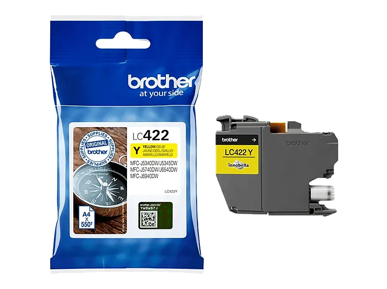Cartucho de tinta - Brother LC-422Y, 550 páginas, Amarillo