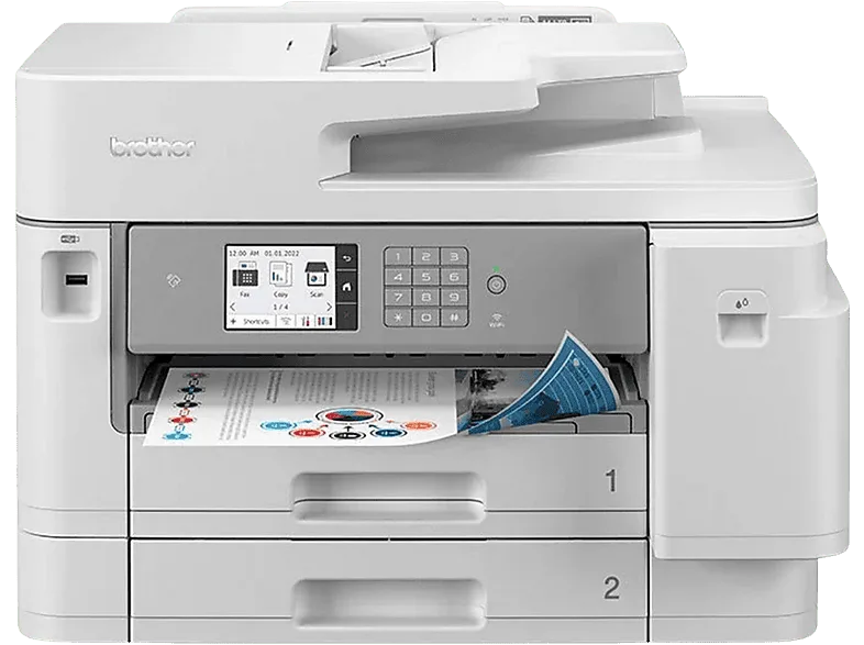 Impresora multifunción tinta - Brother MFC-J5955DW, Impresión doble cara, Color, Formato A3, Fax, Blanco (imagen 1 de 3)