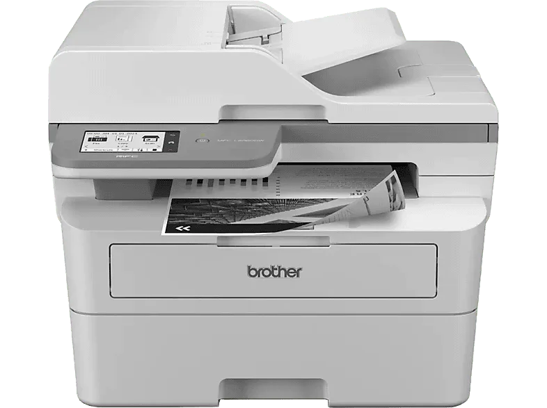 Impresora multifunción láser - Brother MFC-L2960DW, Impresión doble cara, Monocromo, WiFi, Fax, Pantalla LCD táctil, Blanco