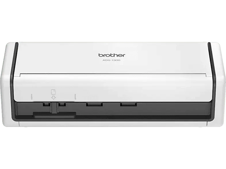 Escáner portátil - Brother ADS1300, 600 x ppp, 30 ppm, Ranura para DNI y tarjetas, Alimentación directa via USB Tipo-C, Blanco