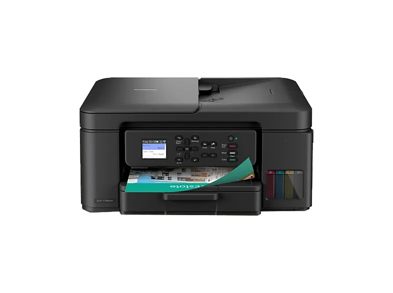 Impresora multifunción tinta - Brother DCP-T780DW, Pantalla color 1.77" LCD, 16 ppm Negro, 7 Color, Impresión a doble cara, WiFi 5GHz y USB