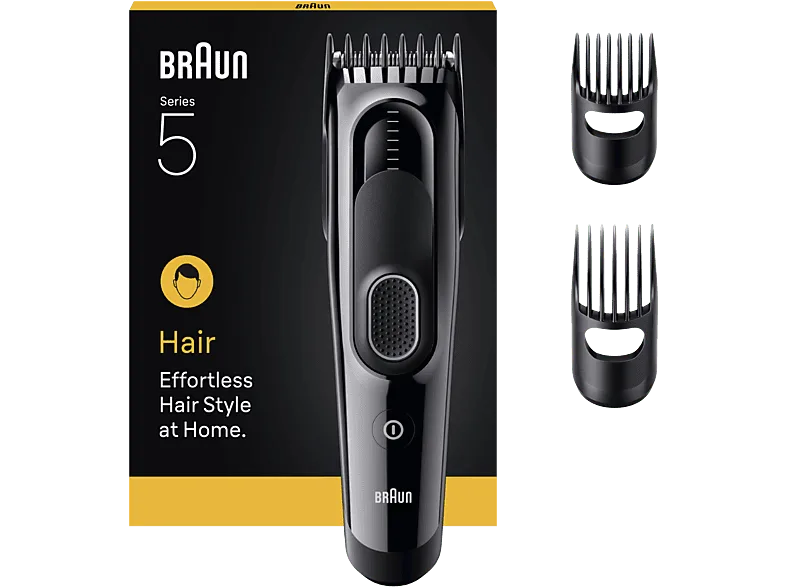 Cortapelos - Braun Series 5 HC5530, Memoria SafetyLock, 17 ajustes de longitud, 2 peines, 50 min autonomía , Negro (imagen 1 de 3)