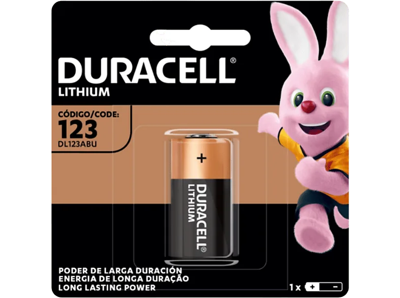 Pila - Duracell CR123A, Pilas especiales de litio 123 6V, 1 unidad (CR123 / CR123A CR17345), Negro