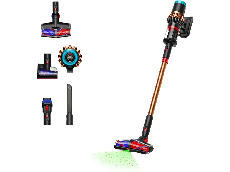 Aspirador escoba - Dyson V16 Piston Animal™, Potencia succión 315 AW, Autonomía 70 min, Antienredos, Black/Cooper