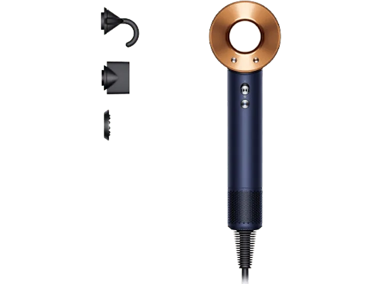 Secador - Dyson Supersonic™ HD07, Accesorios, Tecnología Avanzada, 1600 W, Secado rápido, 3 Temp, Prussian Blue/Cooper