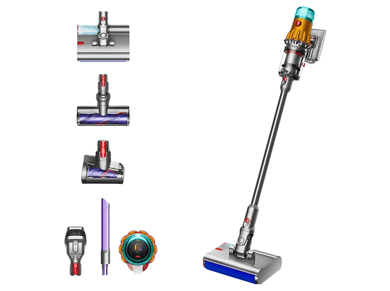 Aspirador escoba - Dyson V12s Detect™ Slim Submarine, Friegasuelos, Potencia succión 140 AW, Autonomía 60 min, Accesorios incluídos, Níquel