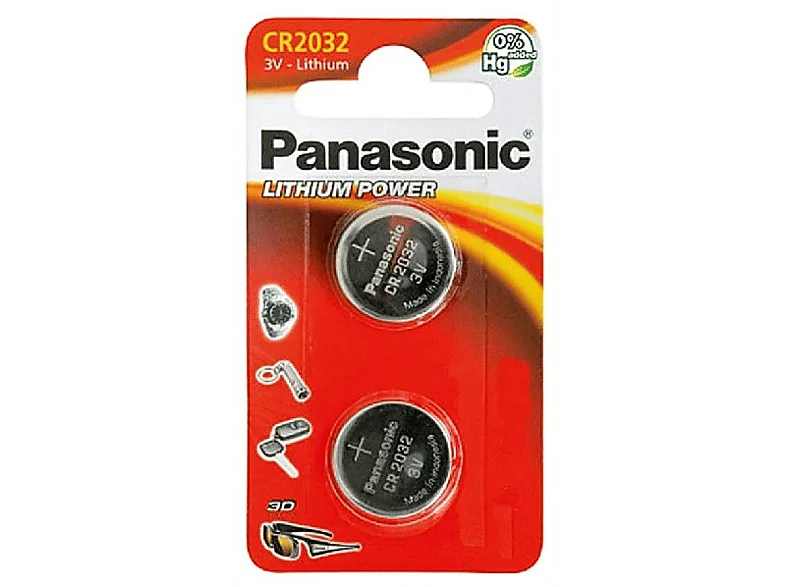 Pila botón - Panasonic CR-2032EP/2B, Alcalino, 3V, Litio