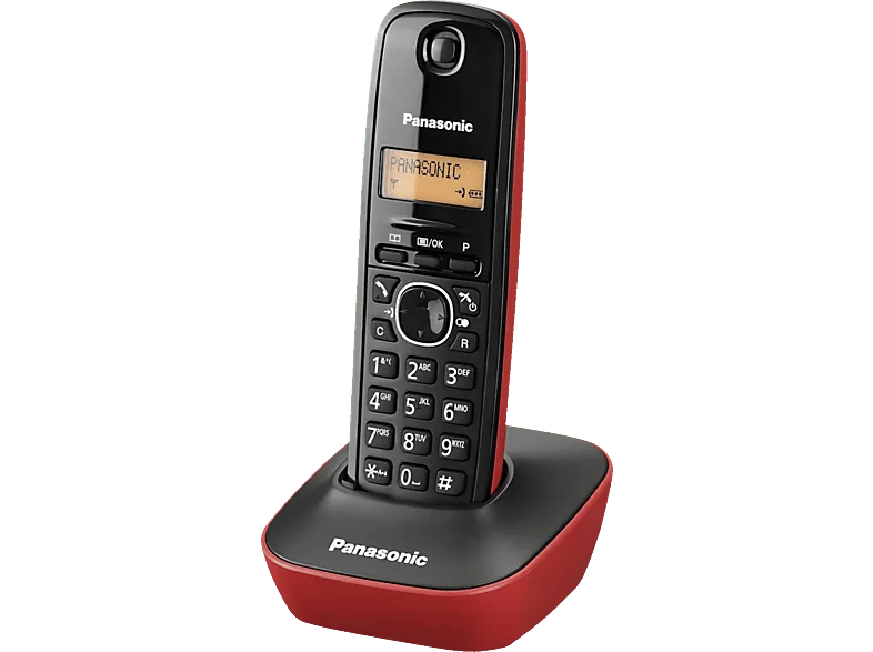 Teléfono - Panasonic KX-TG 1611 SPR Rojo con identificador de llamadas