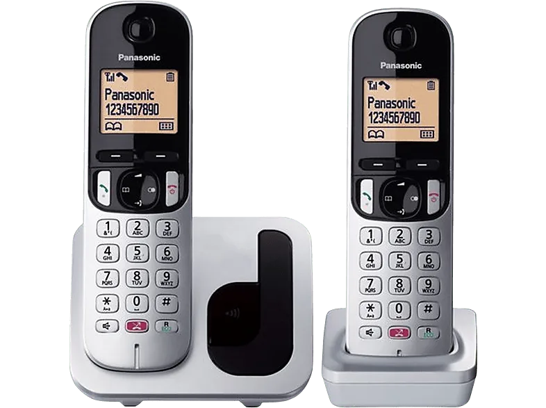 Teléfono - Panasonic KX-TGC250SP, Dúo, Inalámbrico, 1.6", 50 contactos, Bloqueo llamada, Manos libres, Modo ECO, Hasta 18h, Plata