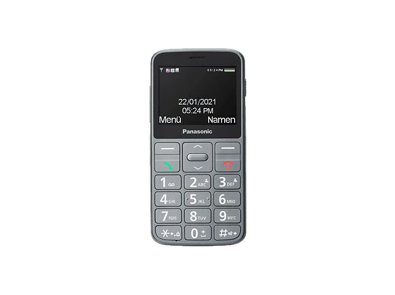 Móvil - Panasonic KX-TU160, Gris, 1100 mAh, Pantalla TFT-LCD grande de 2,4'', Teclas retroiluminadas, Compatible con audífonos, Luz LED brillante