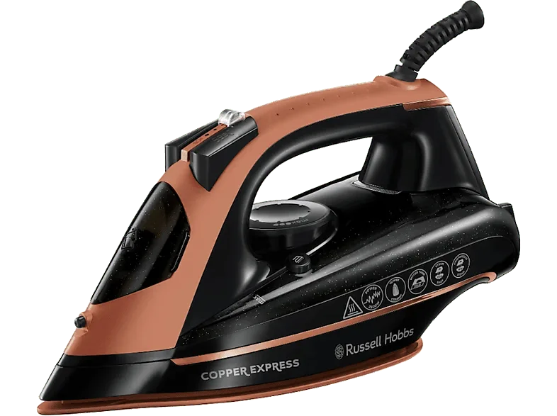 Plancha de vapor - Russell Hobbs Copper Express, 150 g/min, 0.32 l, Antical, Antigoteo, Marrón