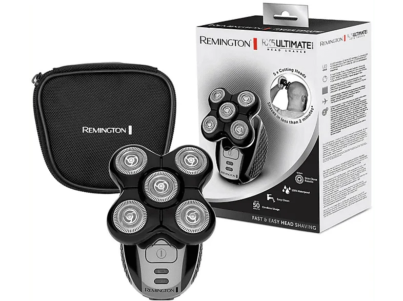 Afeitadora - Remington RX5 Ultimate Series XR1500, 5 Cabezales, Seco y Húmedo, Inalámbrica, Neceser, Negro