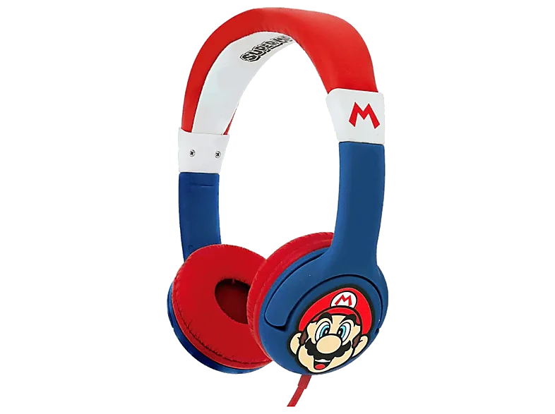 Auriculares infantiles - FR-TEC Super Mario Children's Headphones, Diadema, Cable Jack 3.5 mm, Azul y Rojo