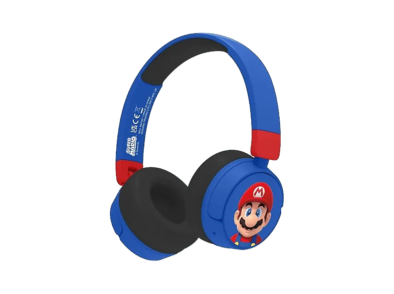 Auriculares infantiles - FR-TEC Super Mario Kids Wireless Headphones, Autonomía 24 h, Diadema, Bluetooth, Micrófono integrado, Plegables, Azul