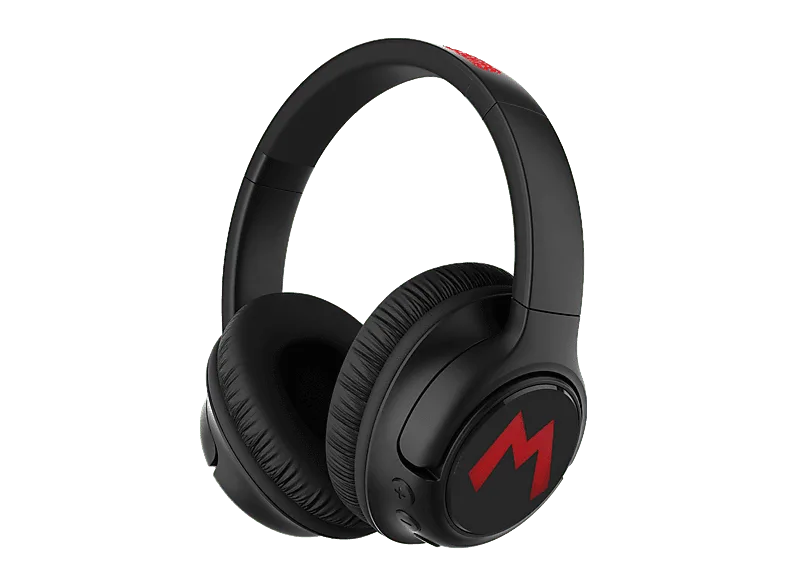 Auriculares infantiles - FR-TEC Super Mario Wireless Headphones con luz LED, Autonomía 50 h, Diadema, Bluetooth, Negro