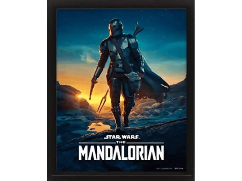 Póster - Sherwood Star Wars The Mandalorian Nightfall, 3D, Marco negro, Multicolor