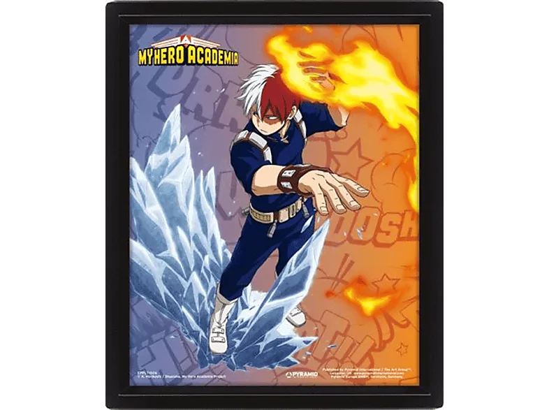 Póster 3D - My Hero Academia Shoto Todoroki, 23.5x28.5 cm, Efecto