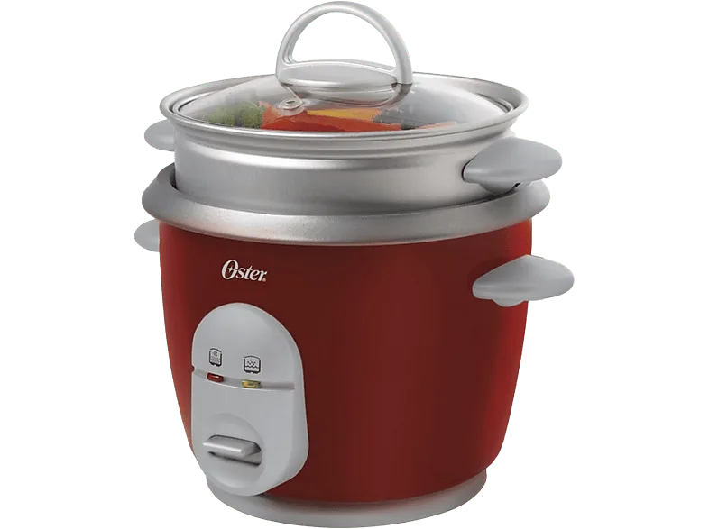 Arrocera - Oster CKSTRC4723-050, 0.6L, Antiadherente, Posibilidad de cocinar al vapor, Rojo