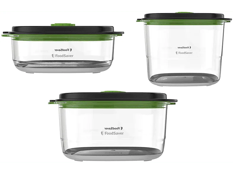 Tupper - Foodsaver FFC026X01, 0.70L + 1.20L 1.80L, Al vacío, Transparente