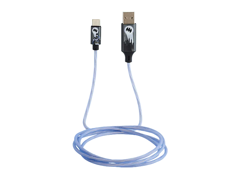 Cable USB a USB-C - Nacon BigBen Batman A/USB C, Luminoso, 1.2 metros, Azul