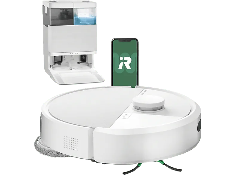 Robot friegasuelos - iRobot Roomba® Plus 405 Combo, 295 ml Depósito Polvo, 3l Agua Base, 3h Autonomía, Blanco