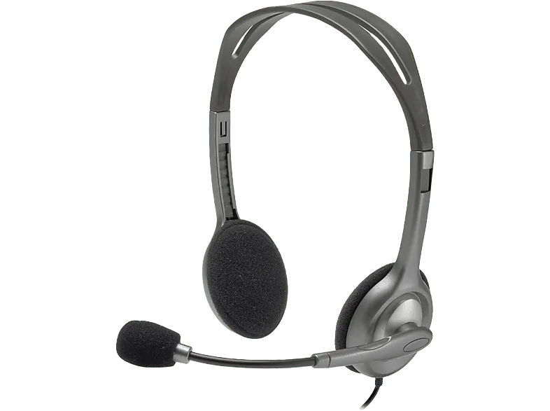 Auriculares - Logitech H110 Stereo Headset, De diadema, Con cable, Micrófono, Plata