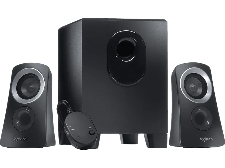 Altavoces para PC - Logitech Speaker System Z313, Con subwoofer, Entrada jack 3.5 mm, 25 W, Graves mejorados, Negro