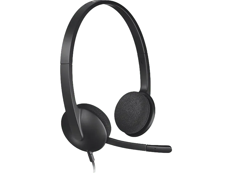 Auriculares - Logitech Headset H340, Diadema ajustable, Con cable, Supresión de ruido, Conexión USB 2.0, Micrófono, Sonido estéreo digital, Negro