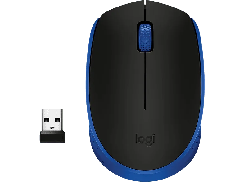 Ratón inalámbrico - Logitech M171, 1000 ppp, Ambidiestro, USB, Windows-Mac, 12 meses de pila, Azul