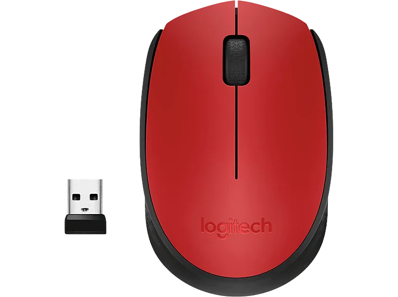 Ratón inalámbrico - Logitech M171, 1000 ppp, Ambidiestro, USB, Windows-Mac, 12 meses de pila, Rojo – Rojo