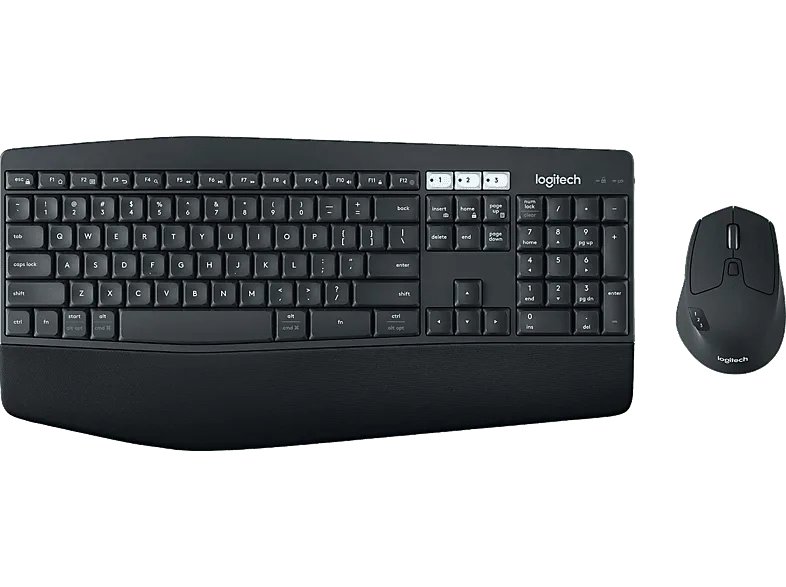 Pack Teclado + Ratón - Logitech MK850, Reposamanos, Patas inclinables, Control multidispositivo, Bluetooth, USB, Botones acceso rápido, PC/Mac, Negro