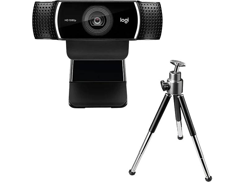 Webcam - Logitech C922 Pro Stream, Full HD, Trípode, Tecnología Personify, Micrófonos omnidireccionales, Enfoque y corrección de iluminación, Negro