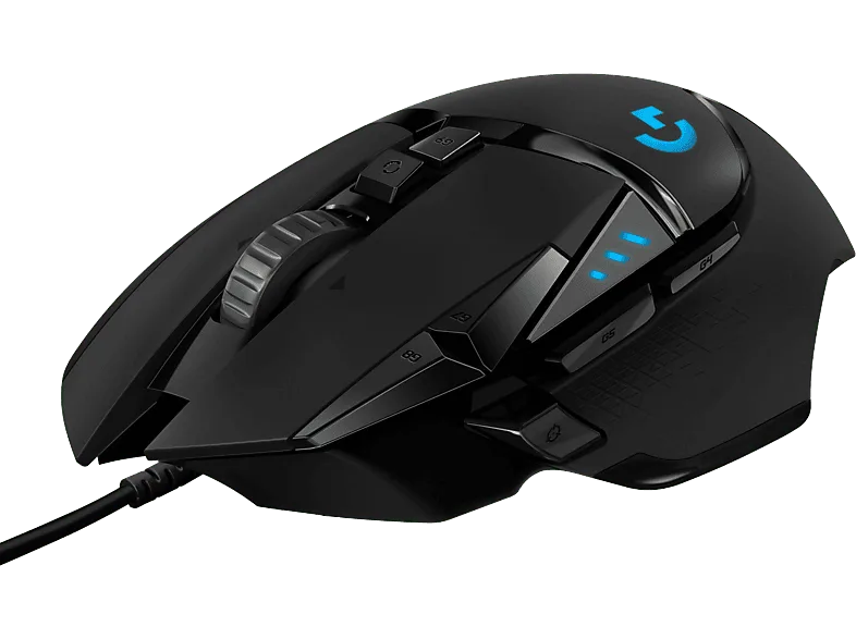 Ratón gaming - Logitech G G502 Hero, Sensor HERO 25K, 25.600 DPI, RGB, Peso personalizable, Memoria integrada, 11 botones programables, Negro
