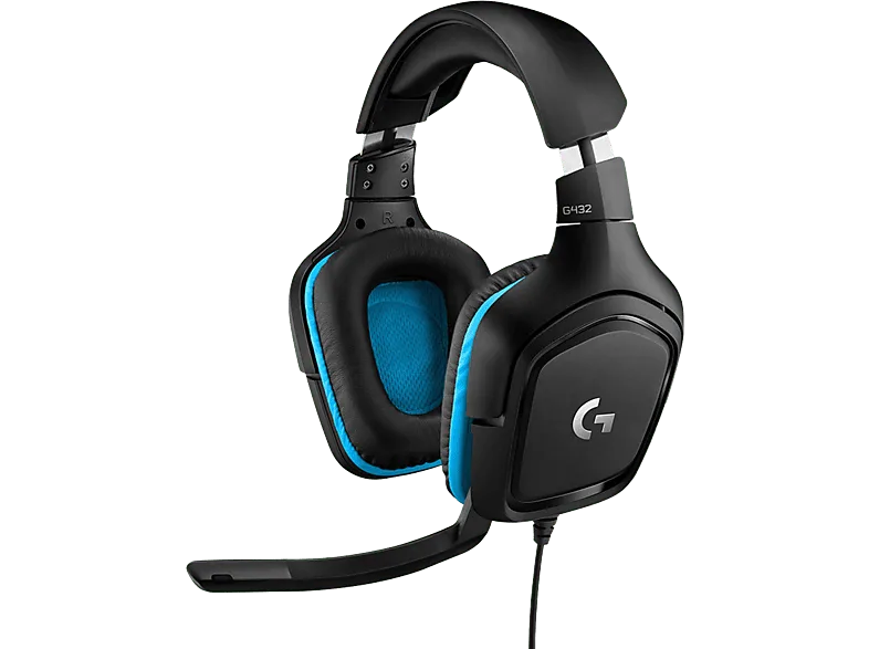 Auriculares gaming - Logitech G G432, De diadema, Cable, DTS Headphone:X 2.0, Transductores 50 mm, PC/Xbox One/PS4/Nintendo Switch, Negro y Azul