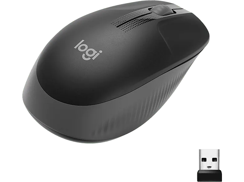 Ratón inalámbrico - Logitech M190, 3 botones, 1000 ppp, Nano receptor Logitech, 1x Pila AA, 18 meses, Negro