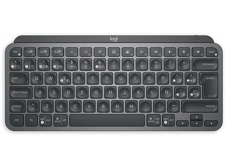Teclado inalámbrico - Logitech MX Keys Mini, Para Apple Mac/Windows, Bluetooth, Retroiluminación, Botones easy-switch, USB-C, Carga rápida, Negro