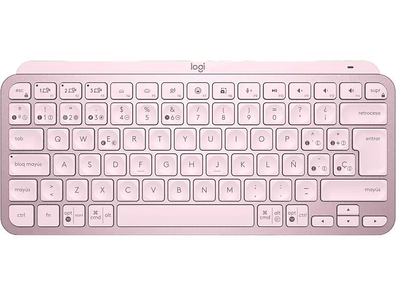 Teclado inalámbrico - Logitech MX Keys Mini, Para Apple Mac/Windows, Bluetooth, Retroiluminación, Botones easy-switch, USB-C, Carga rápida, Rosa