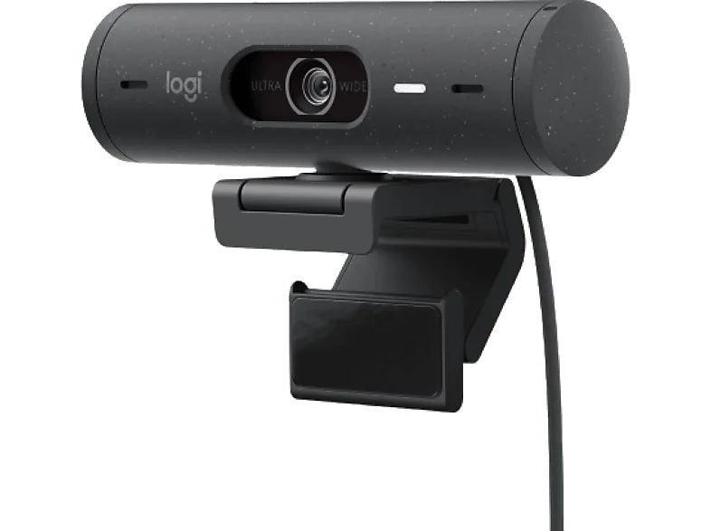 Webcam - Logitech Brio 500, Full HD 1080p, Enfoque automático, Micrófonos con reducción de ruido, Obturador privacidad, USB-C, Negro