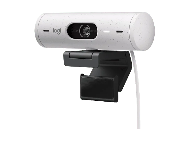 Webcam - Logitech Brio 500, Full HD 1080p, Enfoque automático, Micrófonos con reducción de ruido, Obturador privacidad, USB-C, Blanco