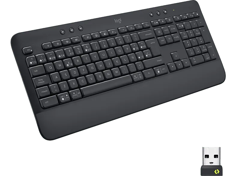 Teclado inalámbrico - Logitech Signature K650, Bluetooth, USB, Reposamanos, numérico, Teclas de acceso directo, Windows, macOS, Negro