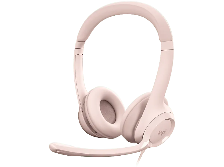 Auriculares - Logitech USB Headset H390, De diadema, Con cable, Para PC, Micrófono, Control multimedia, Cancelación de ruido, Rosa