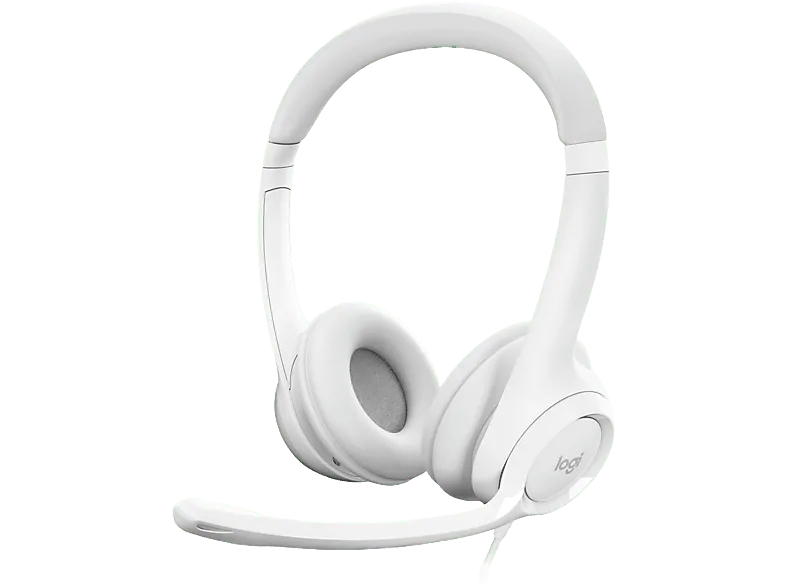 Auriculares - Logitech USB Headset H390, De diadema, Con cable, Para PC, Micrófono, Control multimedia, Cancelación de ruido, Blanco