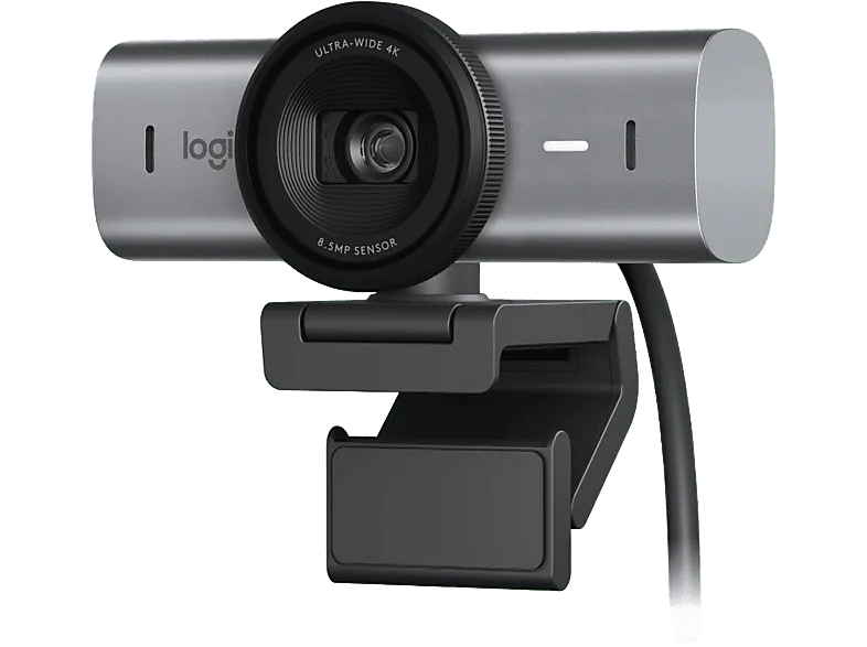 Webcam - Logitech MX Brio, Ultra HD 4K, Corrección de iluminación automática, Autoencuadre, Micrófonos/reducción ruido, Tapa privacidad, Negro