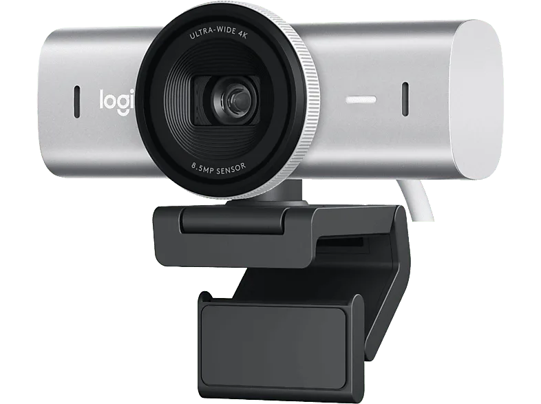Webcam - Logitech MX Brio, Ultra HD 4K, Corrección de iluminación automática, Autoencuadre, Micrófonos/reducción ruido, Tapa privacidad, Gris