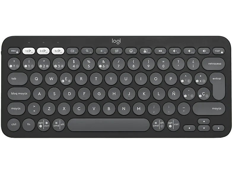 Teclado inalámbrico - Logitech K380S, Bluetooth-USB, Multidispositivo, Multisistema, Teclas programables, de accesos directos, Negro